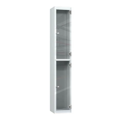Two door anti stock theft Full Clear Vision Panel Locker With Cam Lock