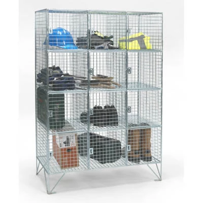 12 Compartment Multi Compartment Wire Mesh Lockers Without Doors