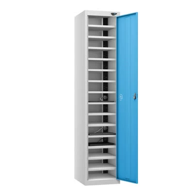 Pure 1 Door 15 Compartment Laptop Locker 1800mm X 380mm X 450mm With 3 Pin Plug and Cam Lock