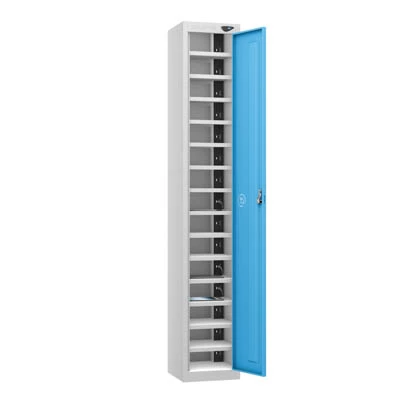 Pure 1 Door 15 Compartment Tablet Locker 1800mm X 300mm X 300mm With 3 Pin Plug and Cam Lock