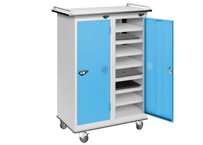 Pure 2 Door Tablet Trolley 1050mm X 600mm X 300mm With 3 Pin Plug and Cam Lock