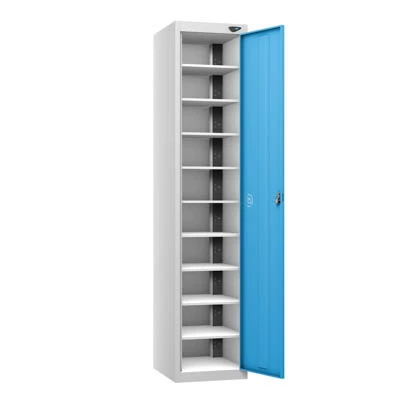 Pure 1 Door 10 Compartment Laptop Locker 1800mm X 380mm X 450mm With 3 Pin Plug and Cam Lock