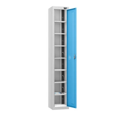 Pure 1 Door 8 Compartment Tablet Locker 1800mm X 300mm X 300mm With 3 Pin Plug and Cam Lock