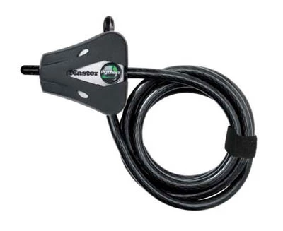Anti theft cable lock securing laptop to desk