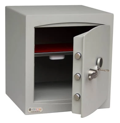 Securikey fire-resistant safe with digital keypad in modern office setting