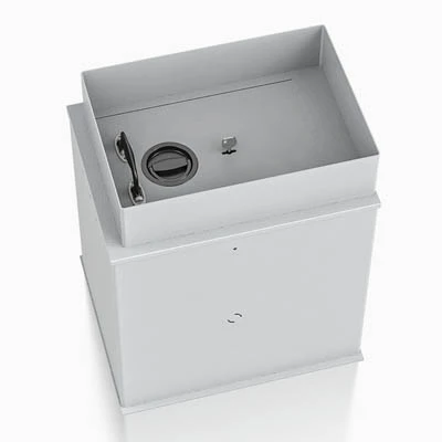 Deposit safe in retail shop allowing staff to securely drop cash takings without full access