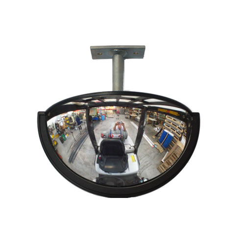Convex safety vision positioned at a forklift junction