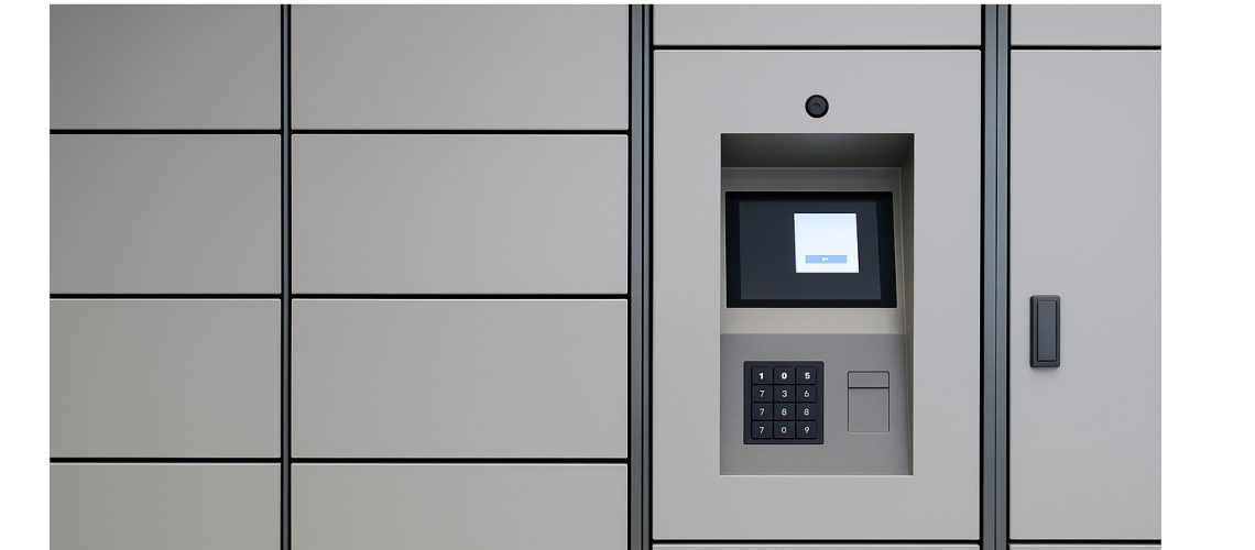smart lockers with electronic access control in office environment