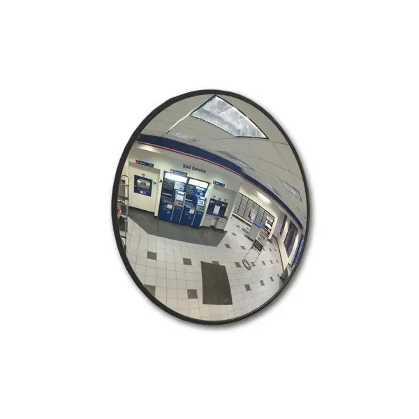 Impact resistant anti-vandal security mirror in a public corridor