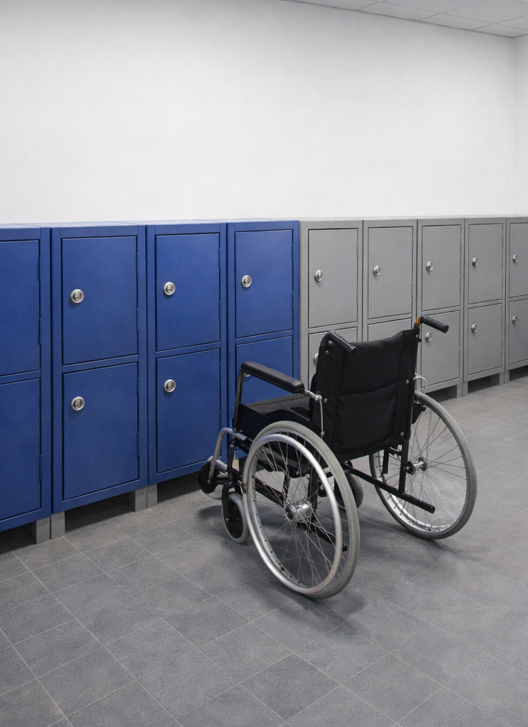 accessible lockers installed at lower height for wheelchair users