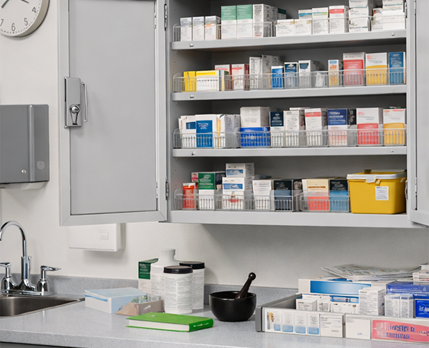 Medication stored centrally