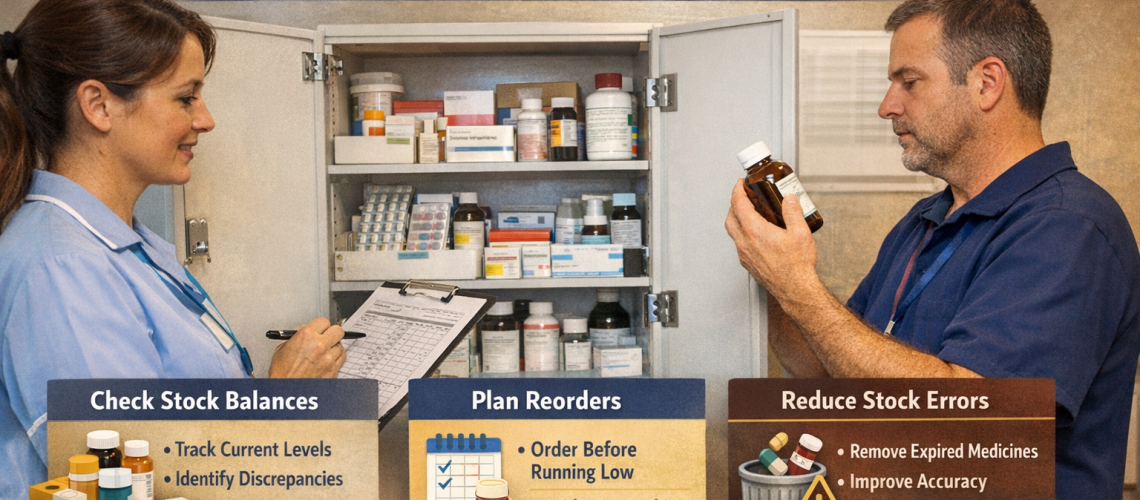 Stock control of drugs in a care home