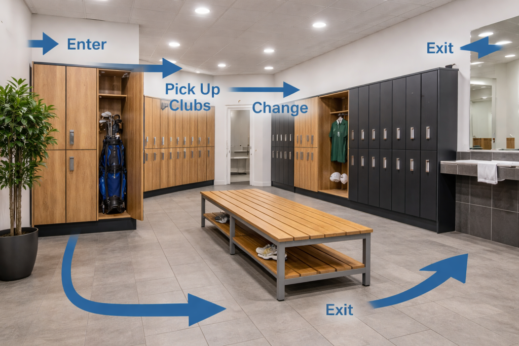 Locker room flow is important if you want to understand flow