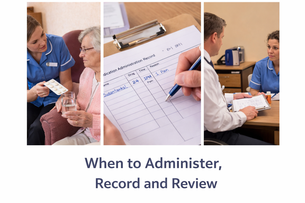 When to administer, record and review medical records