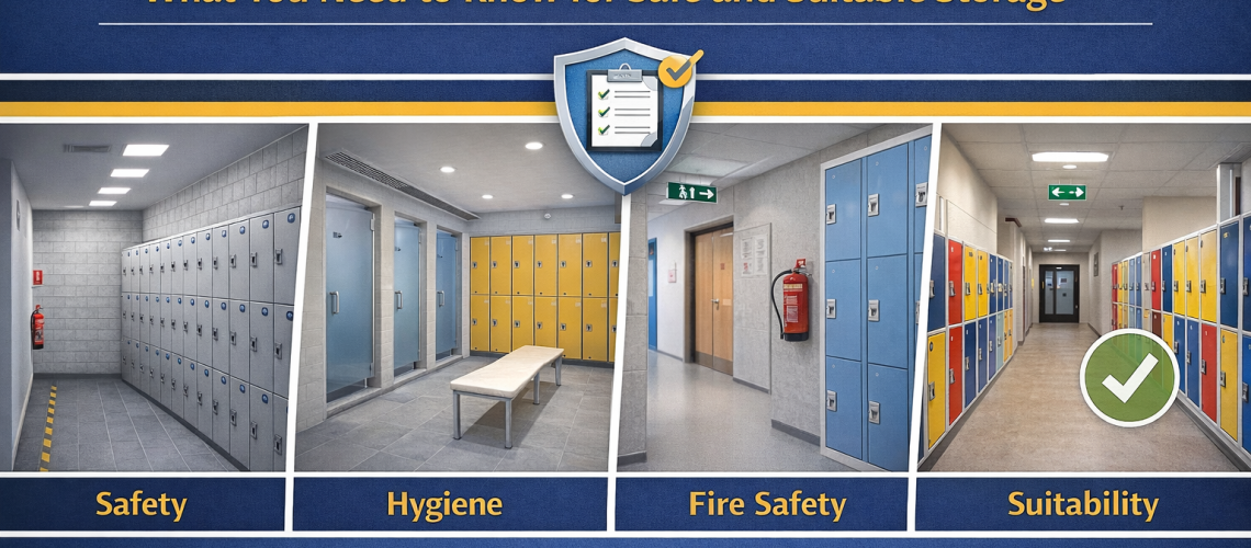Locker installation in a UK workplace designed to meet safety, hygiene and compliance standards