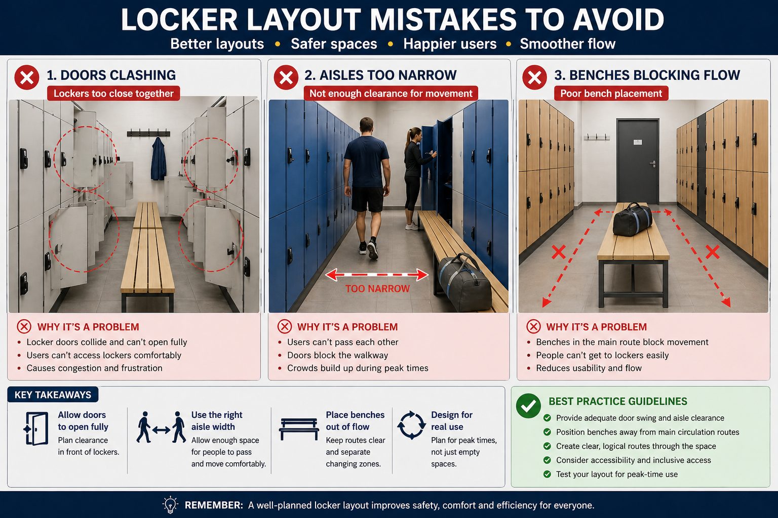 Locker Distance Locker Layout Mistakes UK: Avoid Door Clashes & Narrow Aisles (2026)