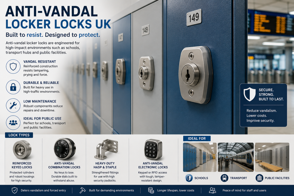 Anti-Vandal Locker Locks UK,Secure Locks for Schools, Public Use