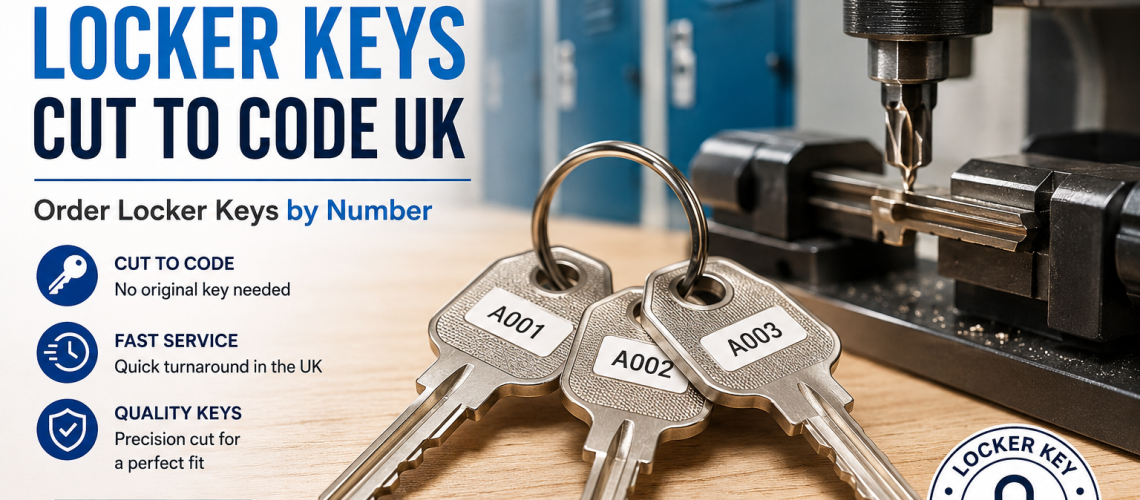 Replacement locker key and locker lock with visible key code for ordering replacement locker keys by code in the UK